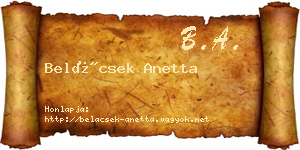 Belácsek Anetta névjegykártya